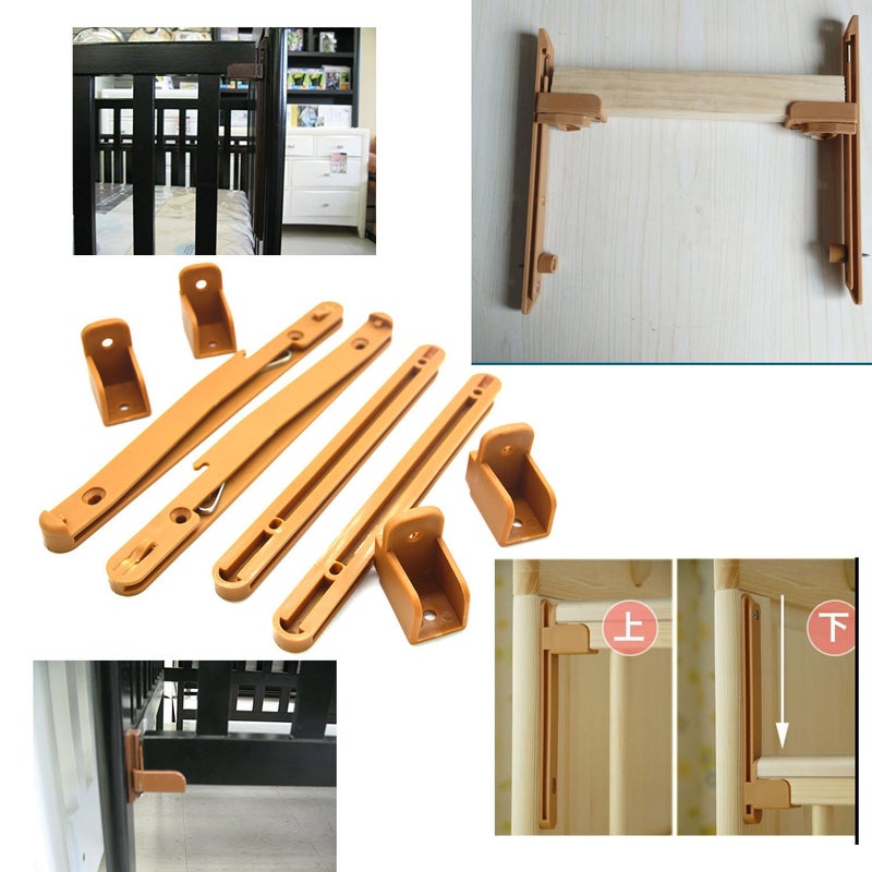 SpzcdZa Crib fence Lifter Lifting Rail Connection Set Brown w Screws - Image 4
